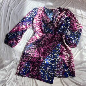 5/48 Printed petal dress with long sleeves